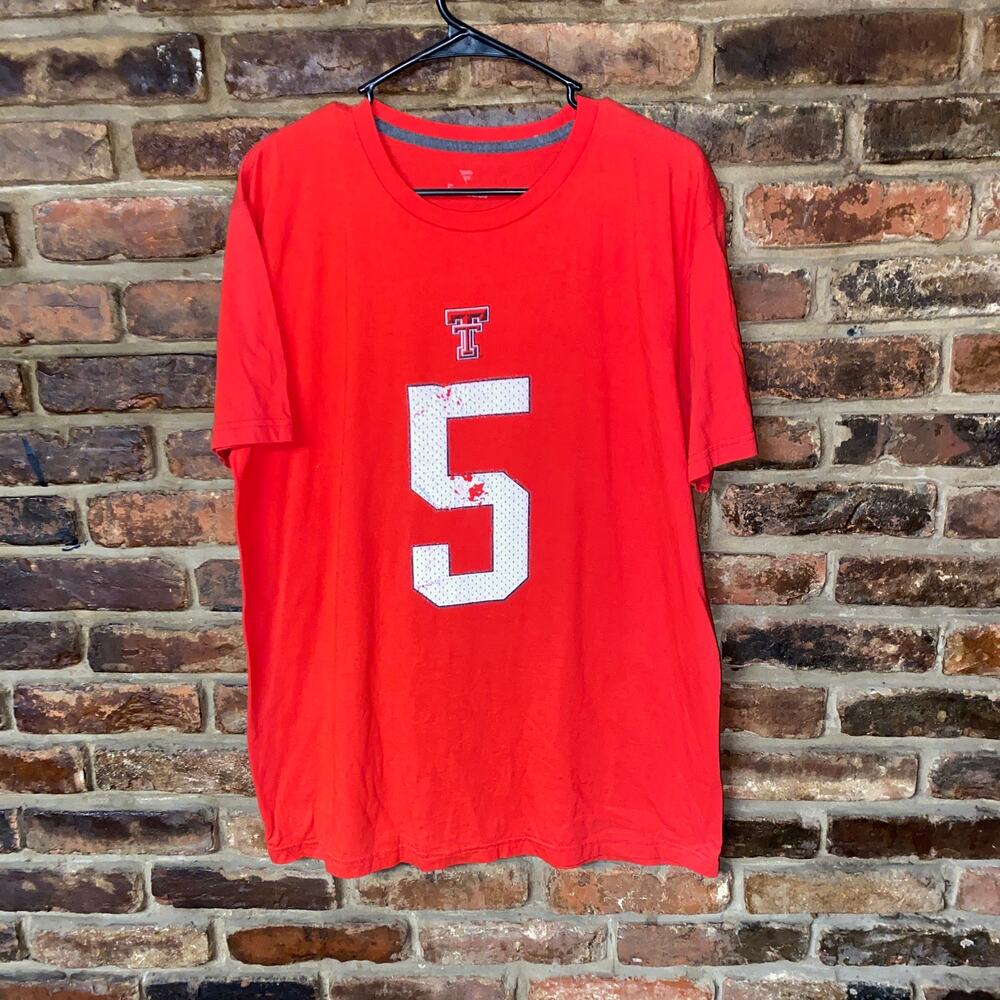Fanatics Red Graphic Texas Tech University Patrick Mahomes T-Shirt Size Large